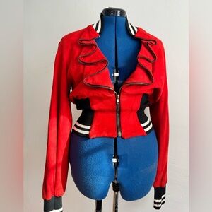 Byron Lars Vintage 1990’s Red Suede Zipper Jacket